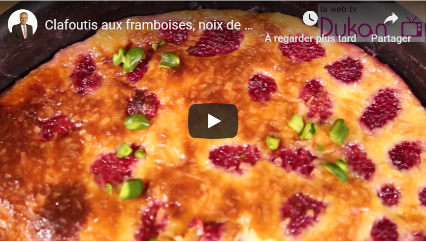 Lire la suite à propos de l’article Clafoutis aux framboises, noix de coco et pistache (Recette Dukan)