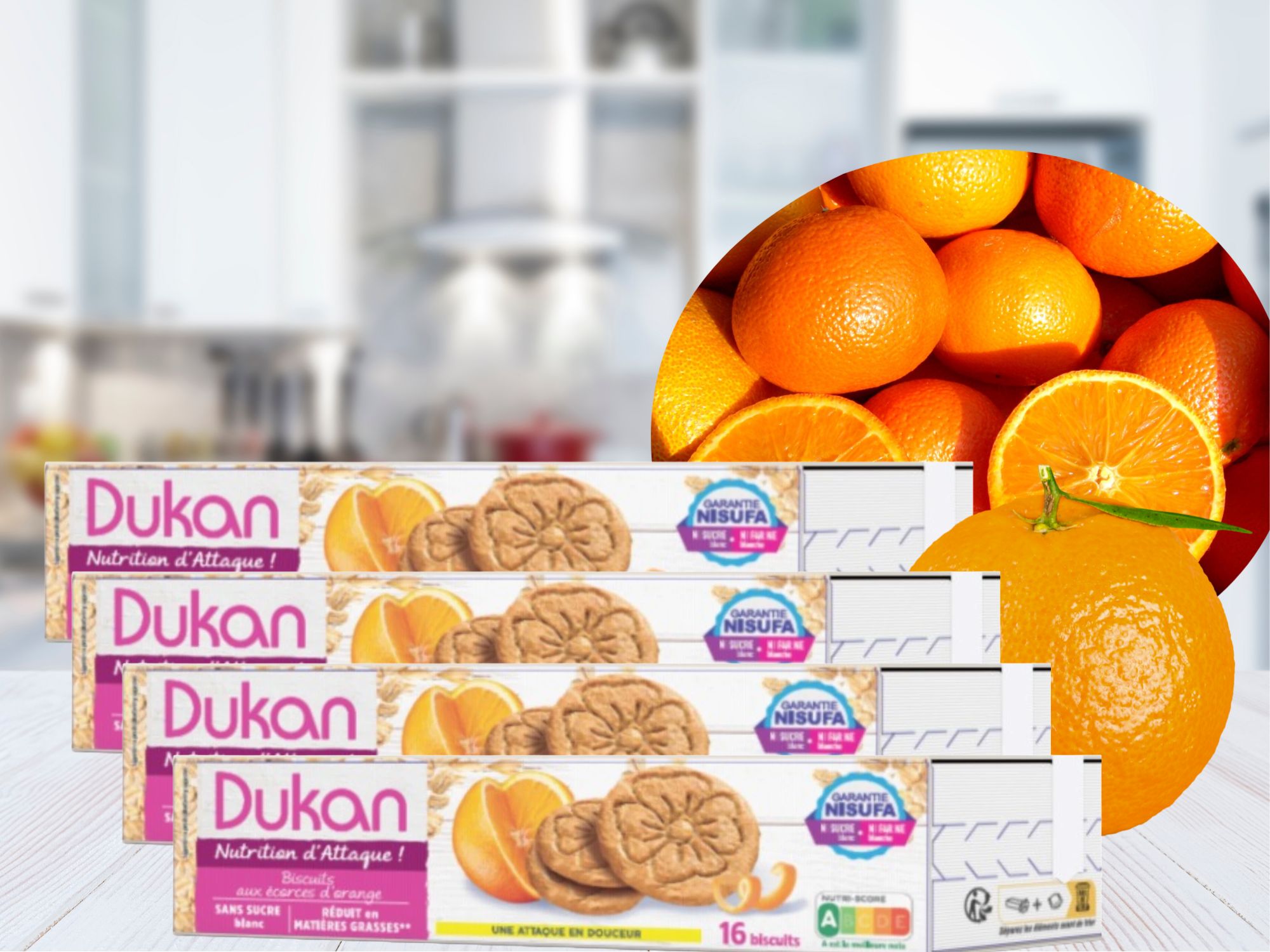 Lot de 4 biscuits saveur écorces d’Orange 132 g – 4×4 biscuits – NOUVELLE RECETTE – NOUVEAU FORMAT